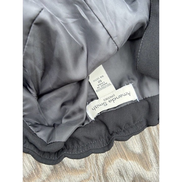 Amanda Smith Black Halter‎ Dress Women’s Size 12 Pleated Hem Back Zip Fairy Fall - Picture 6 of 8